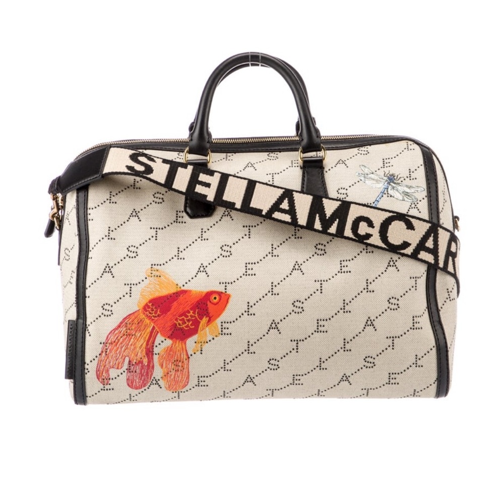 RARE Stella McCartney Monogrammed Canvas Duffel Tote Bag with Shoulder Strap